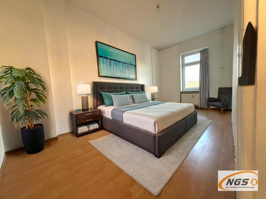 Musterm�blierung - Virtual Staging - Schlafzimmer Etagenwohnung Berlin