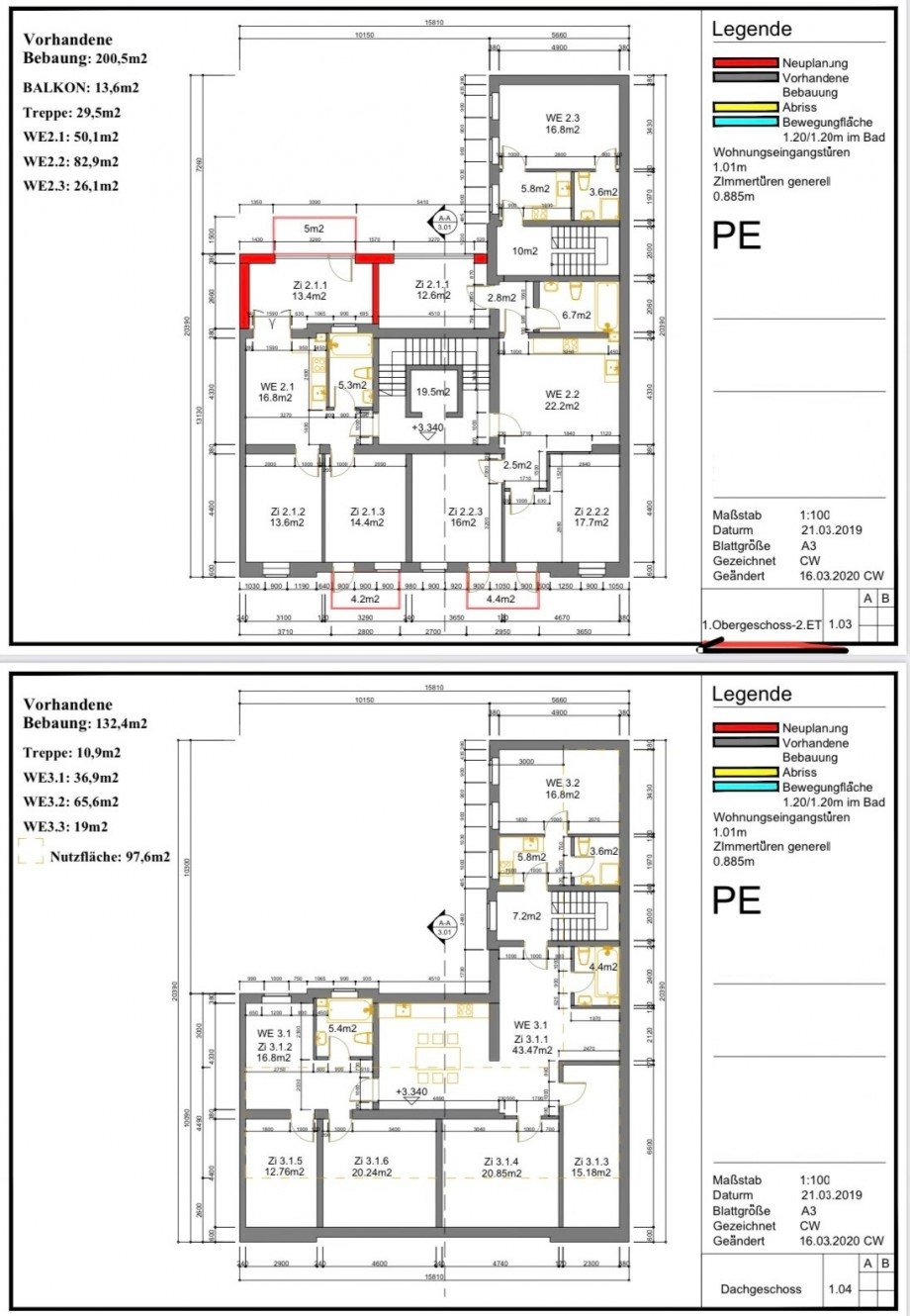 Grundriss 1.OG & DG ohne Namen Mehrfamilienhaus Berlin