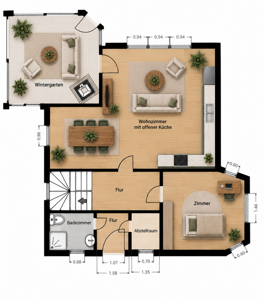 Grundriss EG 4 Zimmer Variante Einfamilienhaus Liebenwalde