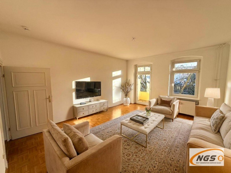 Musterm�blierung - Virtual Staging - Wohnzimmer Etagenwohnung Berlin