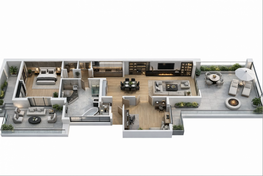 Visualisierung nach Umbau Penthousewohnung Berlin