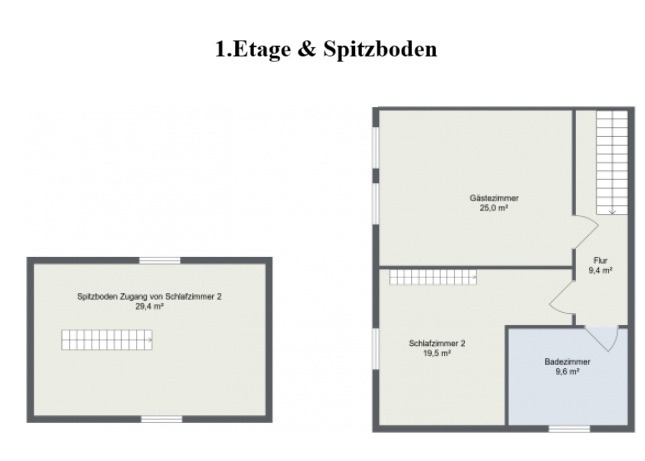 Grundriss 1.OG & Spitzboden Doppelhaush�lfte Oranienburg