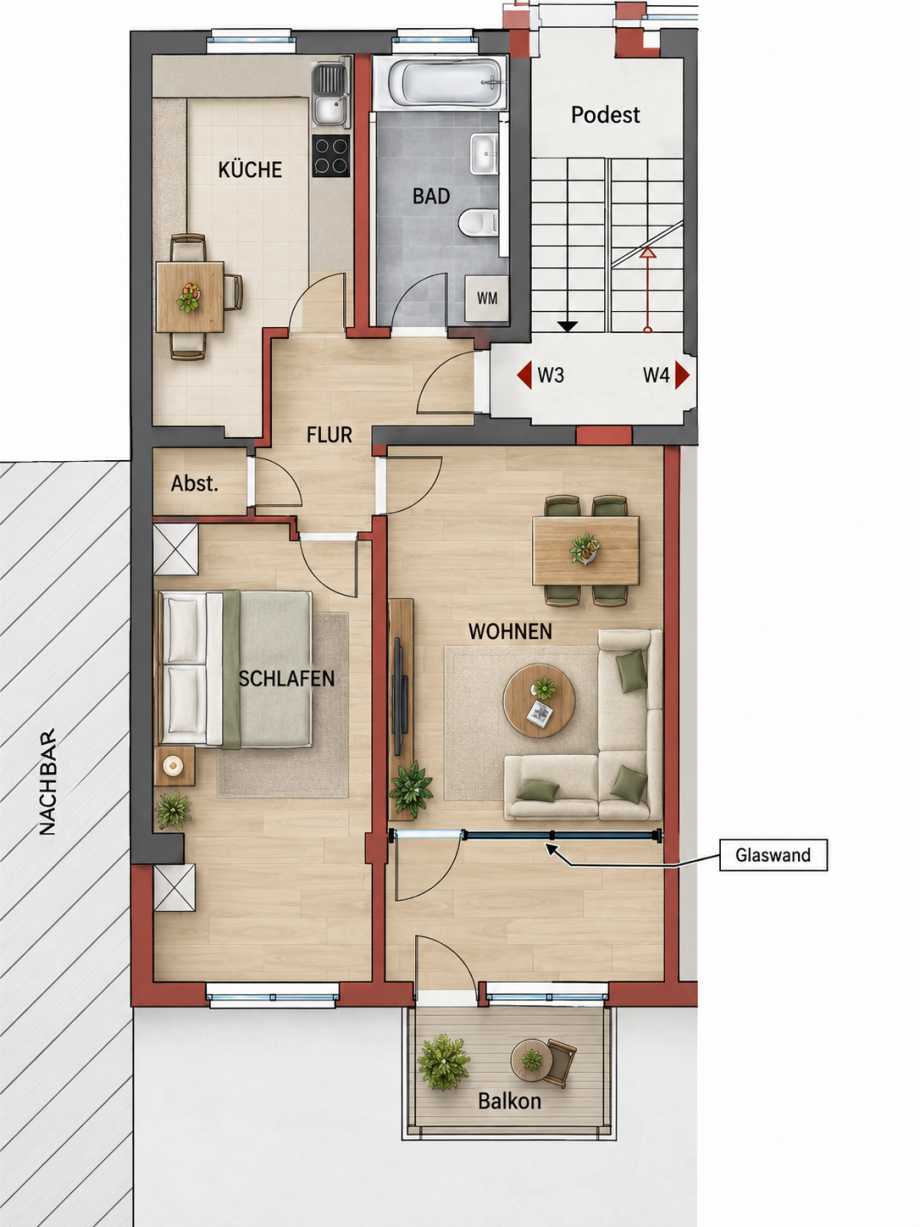 Grundriss 3 Zimmer Etagenwohnung Berlin